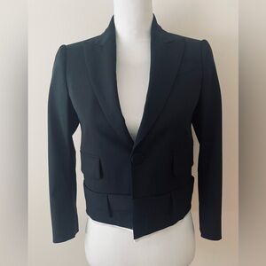 Dsquared2 2020 Women’s Black Wool Cropped White Trim Tuxedo Blazer Coat 38IT